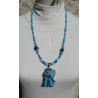 Collier éléphant Soizic bleu et bleu turquoise