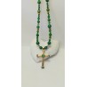 Collier-croix verte et dorée Appoline