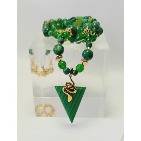 Collier vert malachite Ambre