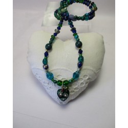 Collier-cœur vert et bleu turquoise Alba