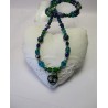 Collier-cœur vert et bleu turquoise Alba