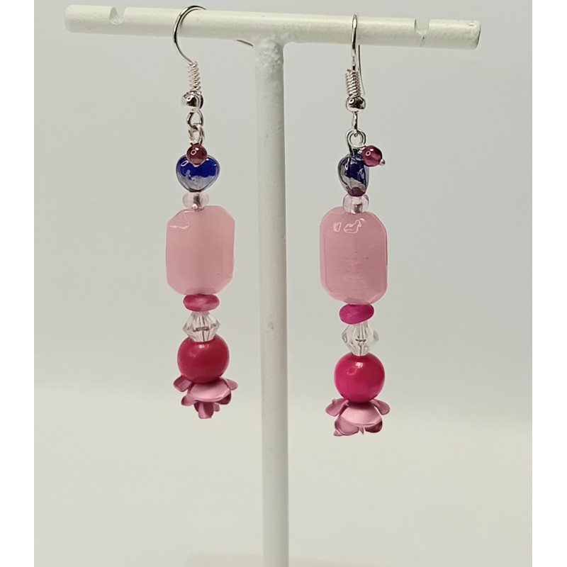 Boucles d'oreilles roses Céleste