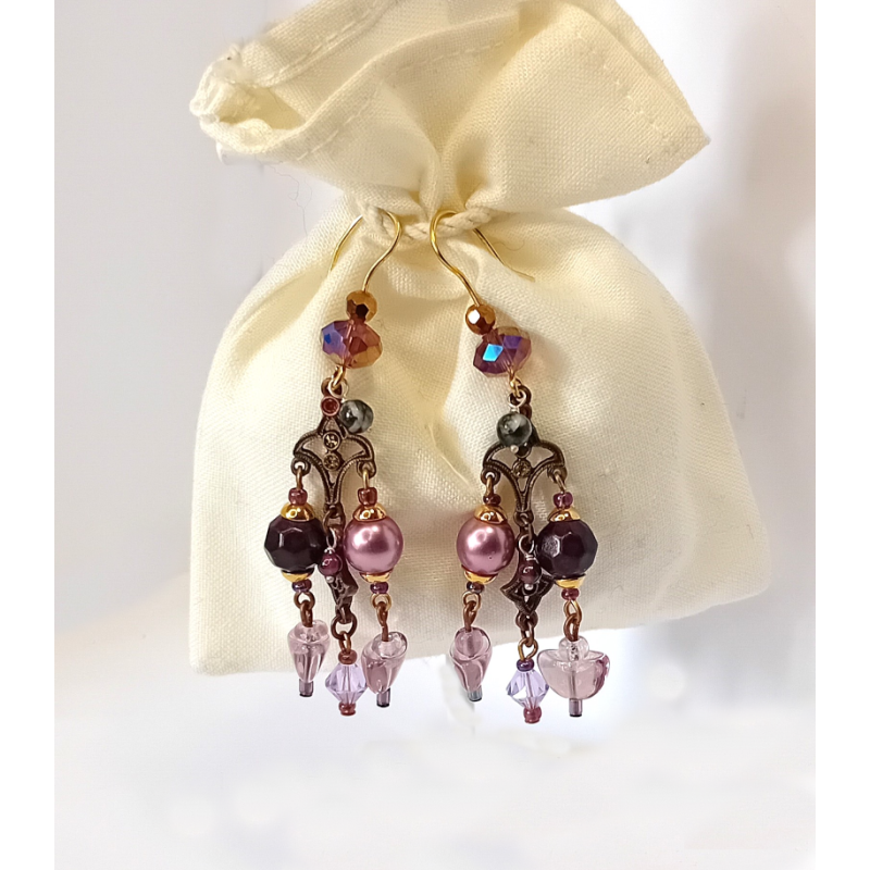 Boucles d'oreilles roses Tiphaine