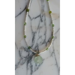 Collier vert et blanc Dina