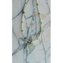 Collier vert et blanc Dina