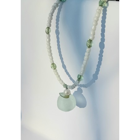 Collier vert et blanc Dina