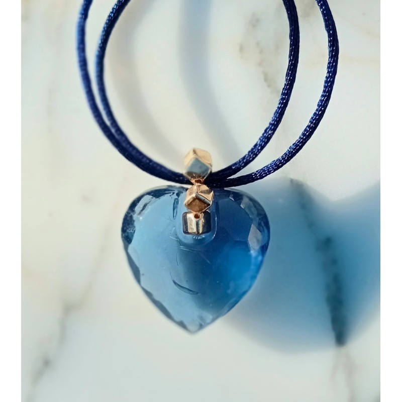 Pendentif-coeur bleu Agnès