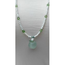 Collier vert et blanc Dina