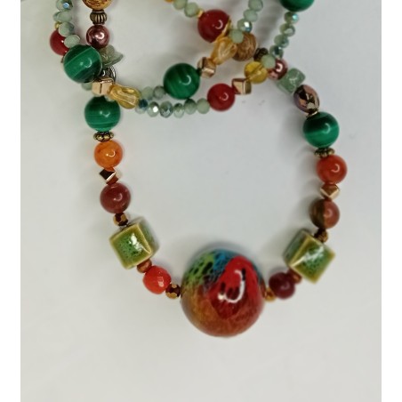 Collier vert et rouge Sally