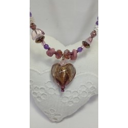 Collier-coeur rose Célestine