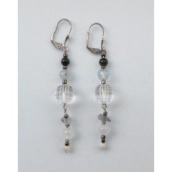 Boucles d'oreilles Olivia noires et blanches