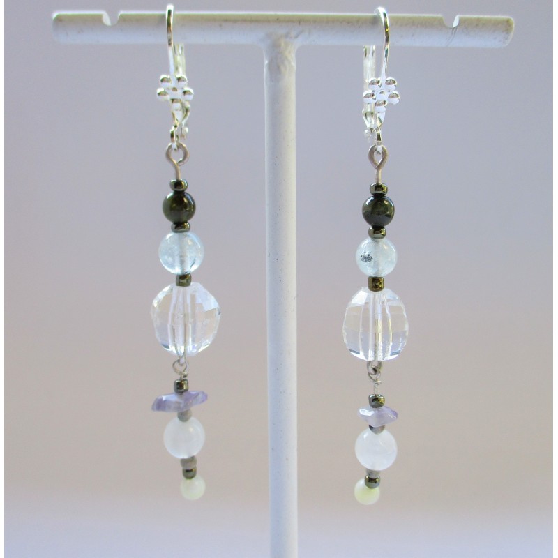 Boucles d'oreilles Olivia noires et blanches