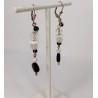 Boucles d'oreilles Myrtille noires et blanches