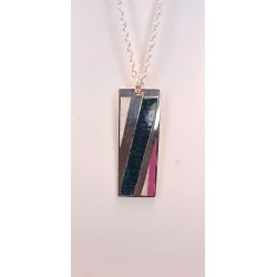 Pendentif émaillé  argenté Rose