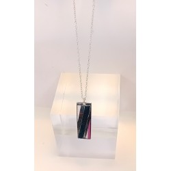 Pendentif émaillé  argenté Rose