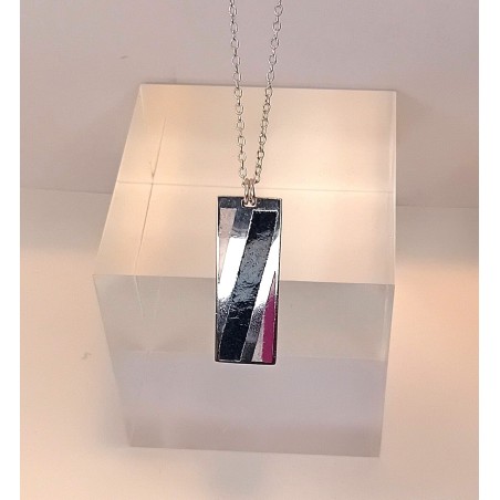 Pendentif émaillé  argenté Rose