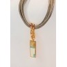 Pendentif émaillé beige et vert Zita