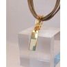 Pendentif émaillé beige et vert Zita