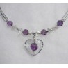 Léger collier-cœur violet améthyste Ninon