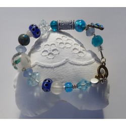 Bracelet Sonia bleu et sa perle de paysage chinois