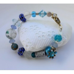 Bracelet Sonia bleu et sa perle de paysage chinois