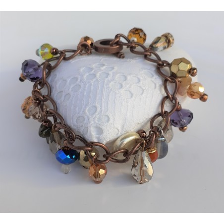 Bracelet Magali mauve, multicolore et ses pampilles