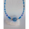 Collier bleu turquoise Morgane et sa perle rose et bleue